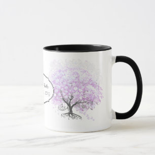 Heart Löv Lavender Träd Vintage Bird Bröllop Mugg