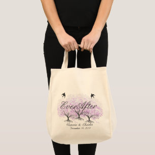 Heart Löv Lavender Träd Vintage Bird Bröllop Tygkasse