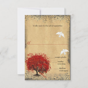 Heart Löv Red Träd Dove Love Bird Bröllop OSA Kort