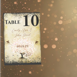 Heart Löv Rosa Träd Vintage Bird Bordsnummer