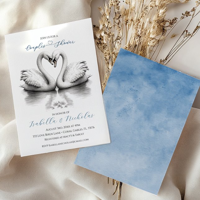 Heart Love birds Par Möhippa Inbjudningar (Couple Shower Invite)