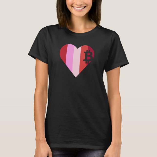 Heart Love Bitcoin Women Girls Men Boys Family Val T Shirt (Framsida)