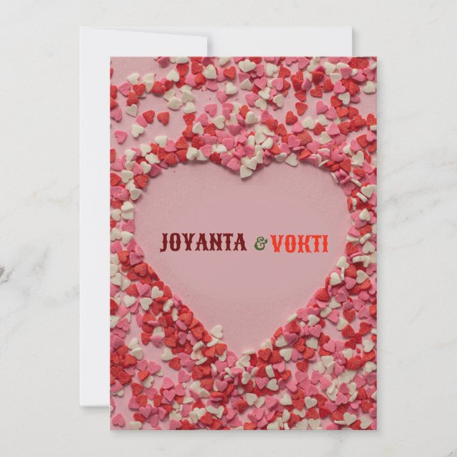 Heart love Joyanta & Vokti red maroon color Inbjudningar (Framsida)
