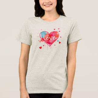 Heart Love Modern Watercolor Artsy Valentine's Day T Shirt