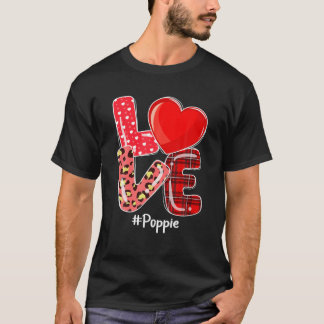 Heart Love Poppie Buffalo Plaid Leopard Valentine T Shirt
