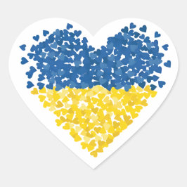 Heart. Love to Ukraine. Ukrainian flag.  Hjärtformat Klistermärke
