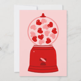 heart love valentine gum machine gumballs julkort