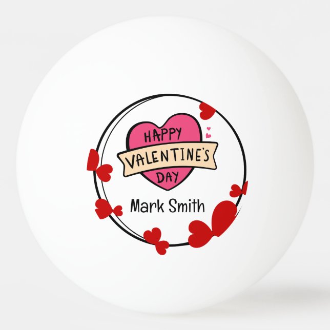 Heart Lycklig valentine;s Day for Player älskare Pingisboll (Framsidan)