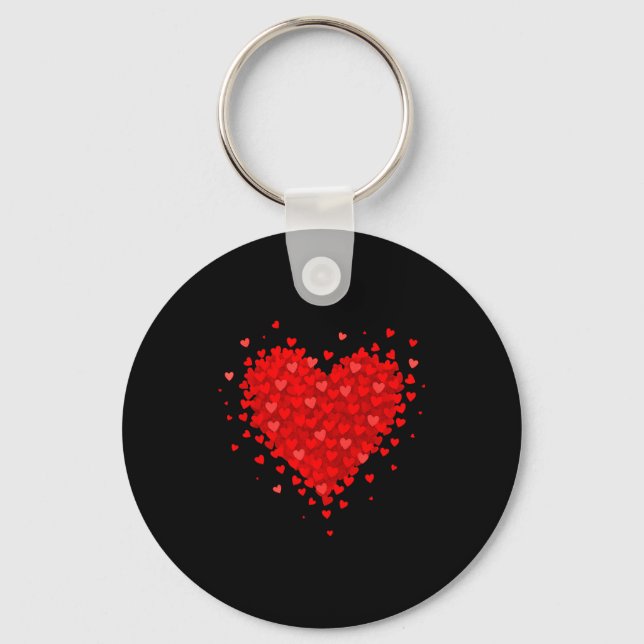 Heart Made Of Hearts Valentines Day Womens Teens G Nyckelring (Framsida)