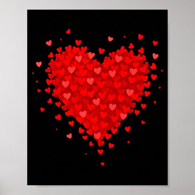 Heart Made Of Hearts Valentines Day Womens Teens G Poster (Framsidan)