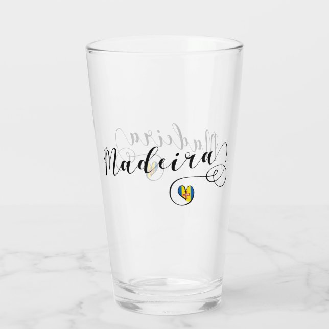 Heart Madeira Flagga, I Kärlek Madeira, Portugal Glaskopp (Baksida)