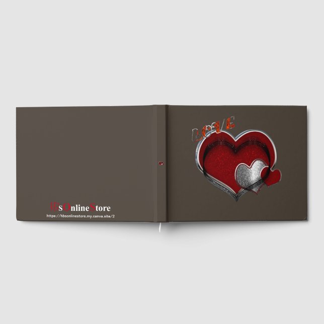 Heart Magic Bröllop Guest Bok Brown Background (Full)