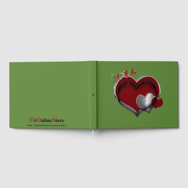 Heart Magic Bröllop Guest Bok Grönt - bakgrund (Full)