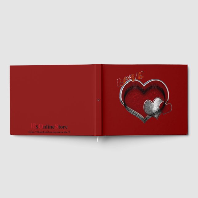 Heart Magic Bröllop Guest Bok Red Background (Full)