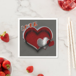 Heart Magic Charcol Napkin Standard Cocktail Pappersservett