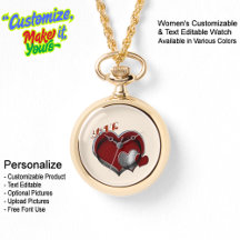 Heart Magic Guld Necklace Watch Beige Ansikte