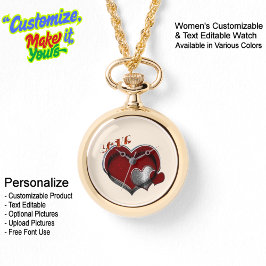 Heart Magic Guld Necklace Watch Beige Ansikte Armbandsur