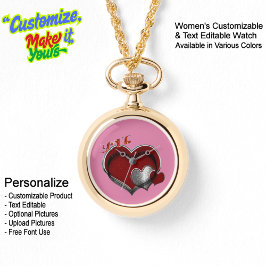 Heart Magic Guld Necklace Watch Rosa Ansikte Armbandsur