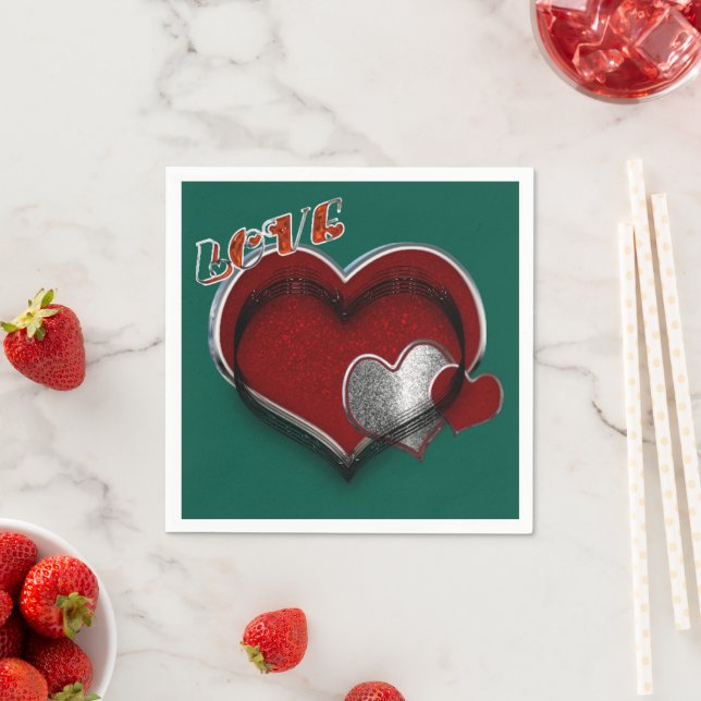 Heart Magic Mörk grönt Napkin Standard Cocktail Pappersservett (Insitu)