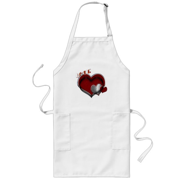 Heart Magic White Long Apron Långt Förkläde (Framsidan)