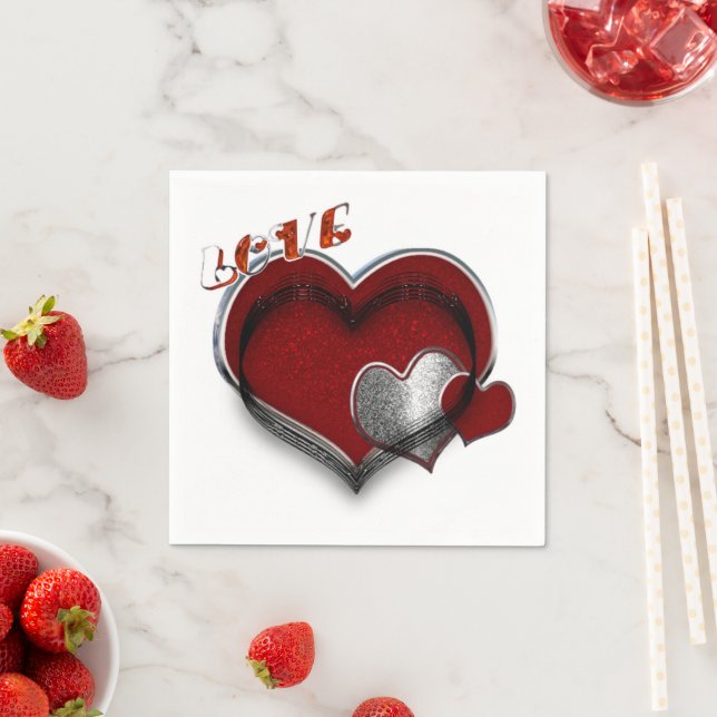 Heart Magic White Paper Napkin Standard Cocktail Pappersservett (Insitu)