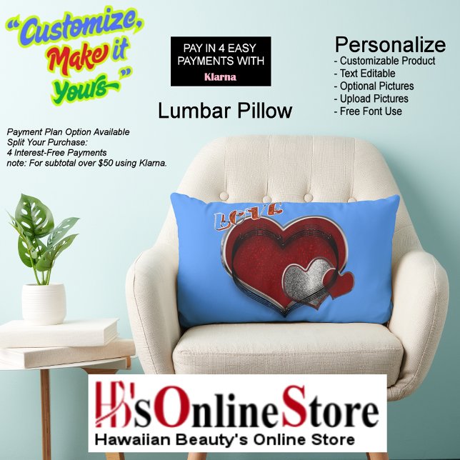 Heart Maglight Blue Lumbar Dekorativ kudde (Heart Magic Lumbar Throw Pillow with Light Blue Background.
)
