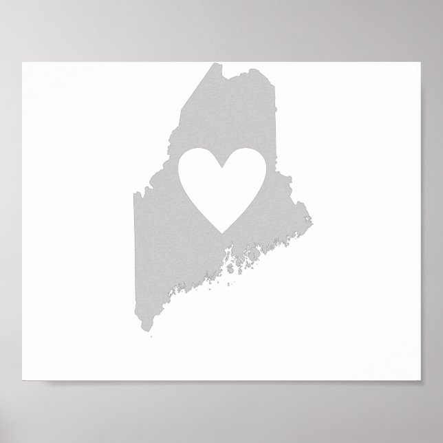 Heart Maine state silhouette Poster (Framsidan)