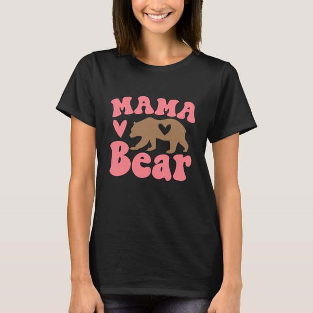 Heart Mamma Bear Retro Cute Funny Mamma Gift T Shirt (Framsida)