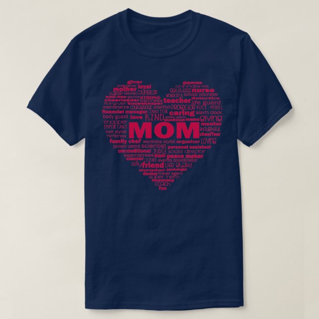 Heart Mamma Ord Cloud i Rosa T Shirt (Design framsida)