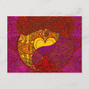 Heart Mandala in Red Vykort