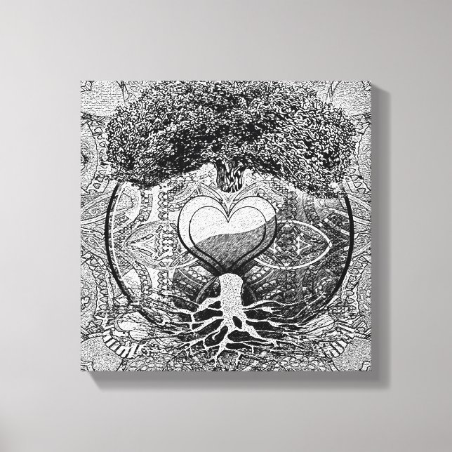 Heart Mandala Livets träd Canvastryck (Framsida)