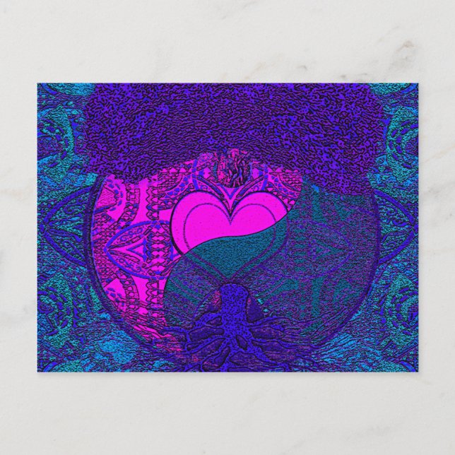 Heart Mandala Träd Vykort (Framsida)