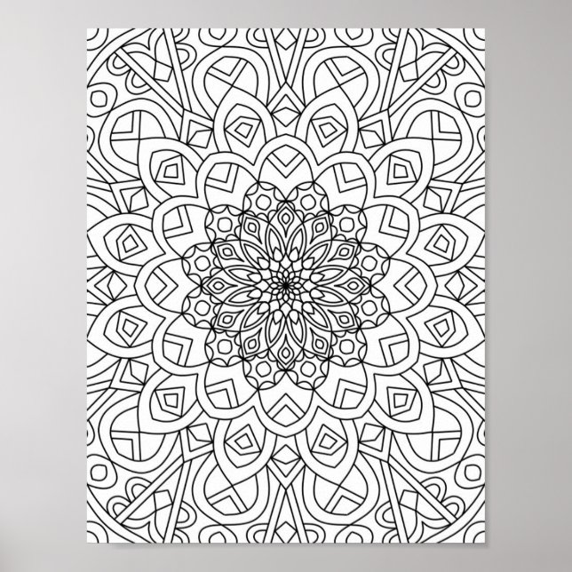 Heart Mandala Vuxen Coloring Doodle Färg this Poster (Framsidan)