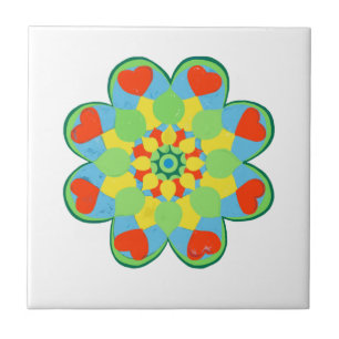 Heart Mandala Watercolor Kakelplatta