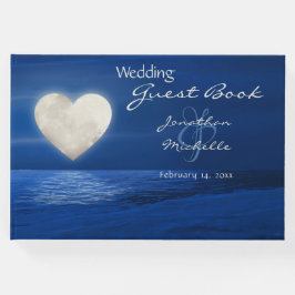 Heart Måne med Snö täckt Beach Winter Wedding Gästböcker