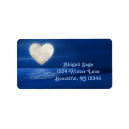 Heart Måne över Vatten, Snowy Beach Winter Adress Adressetikett