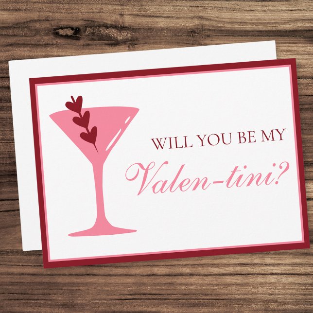 Heart Martini Valentines Day Red and Rosa Kort (Skapare uppladdad)