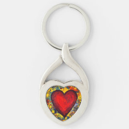 Heart Metal Keychain Twisted Heart Silverfärgad Nyckelring