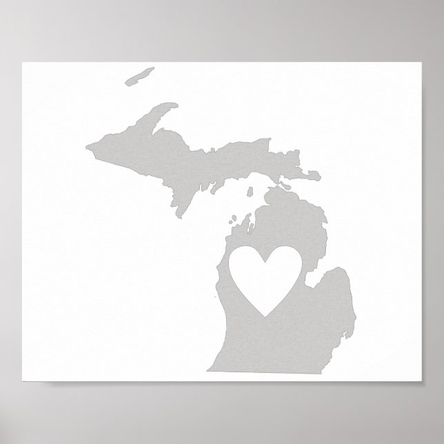 Heart Michigan state silhouette Poster (Framsidan)