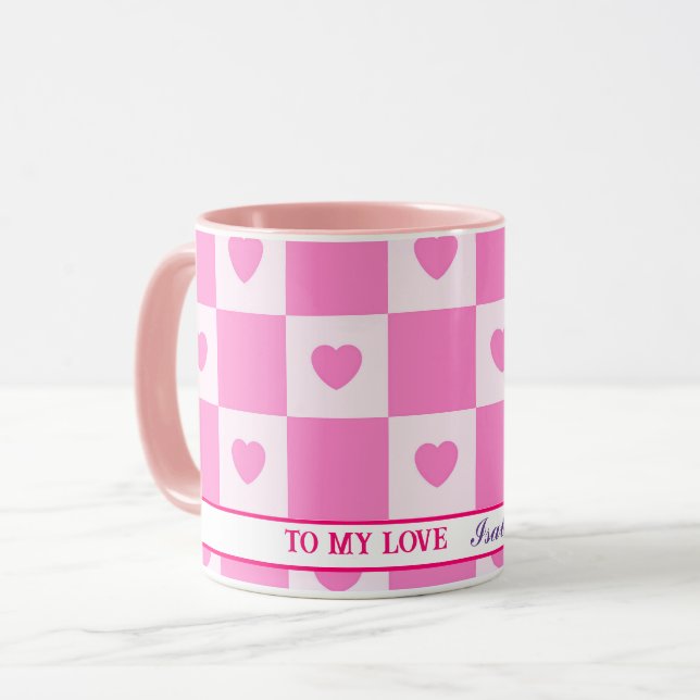 Heart Modern Rosa Kärlek Collection Mugg (Framsida vänster)