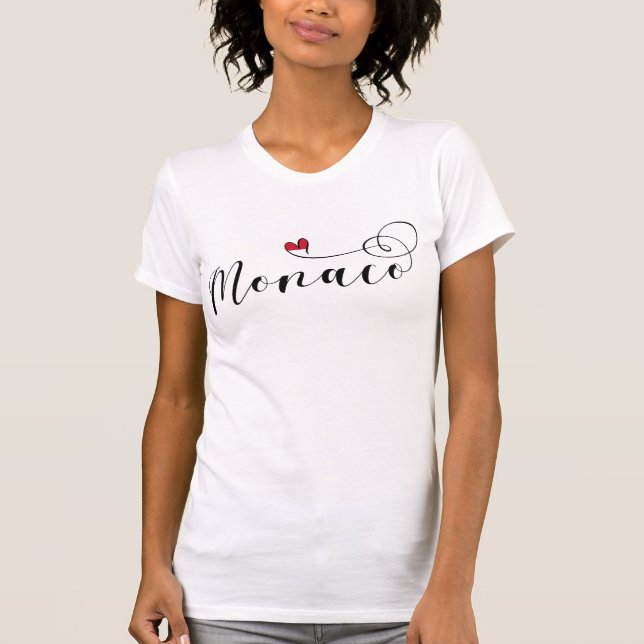Heart Monaco, Monaco Flagga, I Kärlek Monaco T Shirt (Framsida)