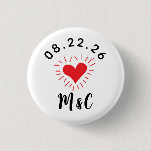 Heart Monogram Bröllop Knapp