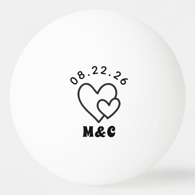 Heart Monogram Bröllop Pingisboll (Framsidan)