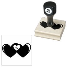 Heart Monogram Wood Art Frimärke