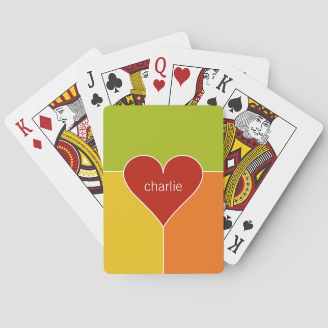 Heart Mönster anpassningsbar monogram för spelkort (Baksidan)