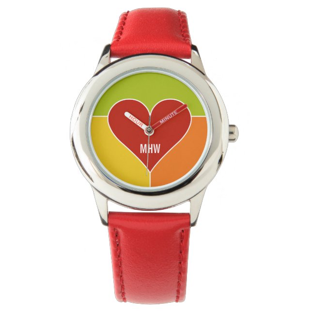 Heart Mönster anpassningsbar monogram klockor (Framsida)