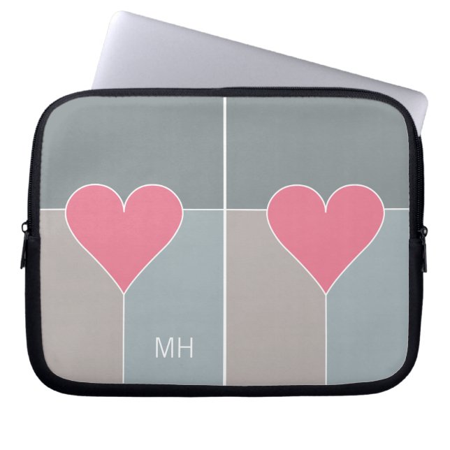Heart Mönster anpassningsbar monogram laptop sleev Laptop Sleeve (Framsidan)