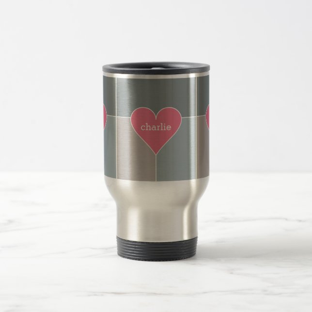 Heart Mönster anpassningsbar monogram mugg (Center)