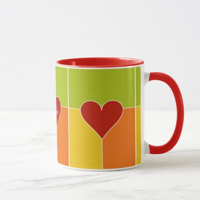 Heart Mönster anpassningsbar monogram mugg (Höger)