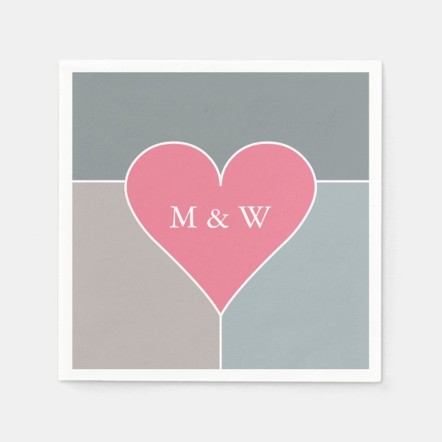 Heart Mönster anpassningsbar monogram pappra blöjo Pappersservett (Framsidan)